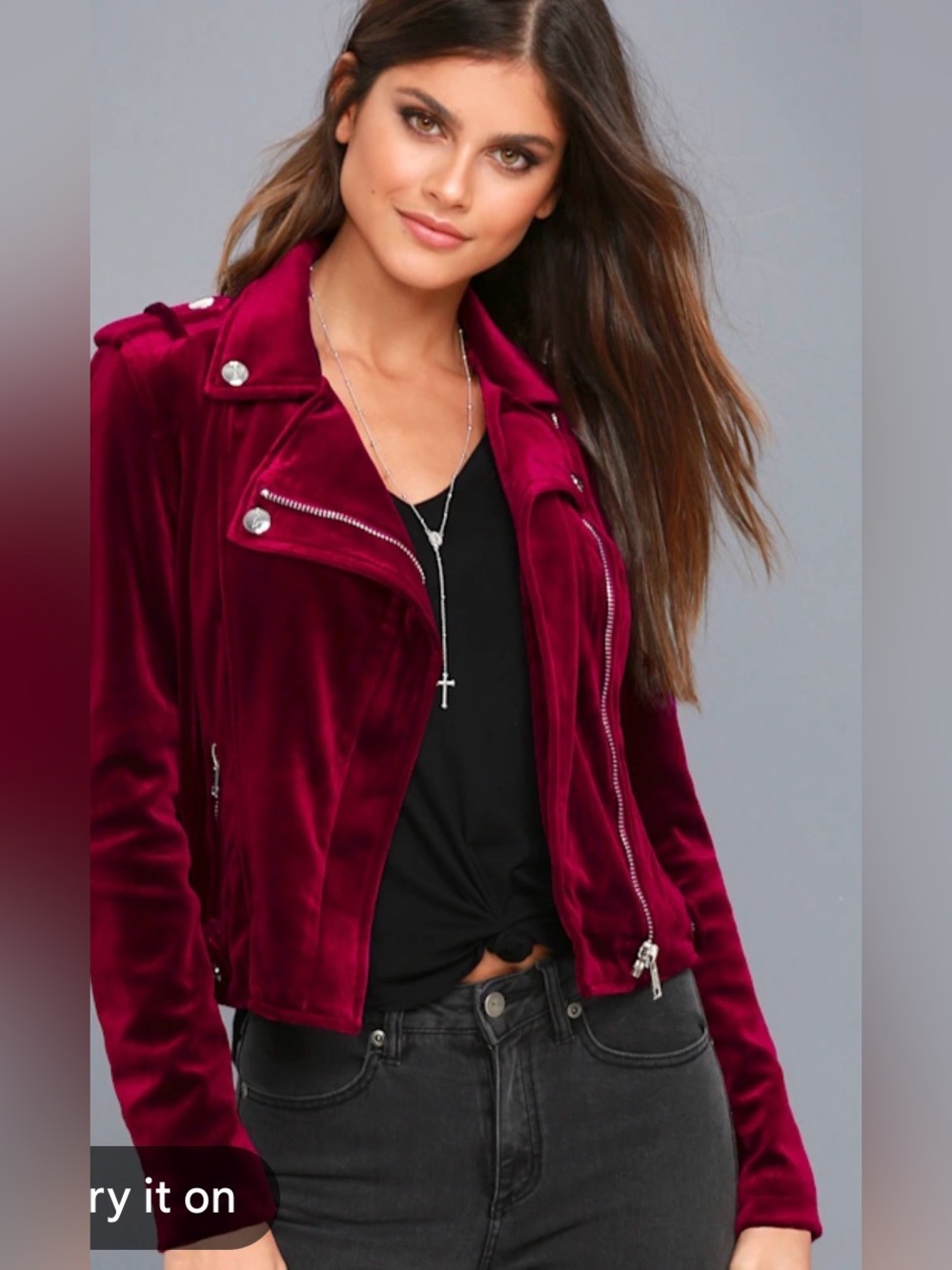 Y2K Urban Outfitters Velvet Moto Jacket in Wine